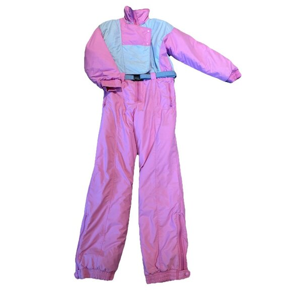Vtg 80s Snowsuit Ski Suit Profile One Piece Women's M Pink Outdoor Retro Apres - Picture 1 of 15